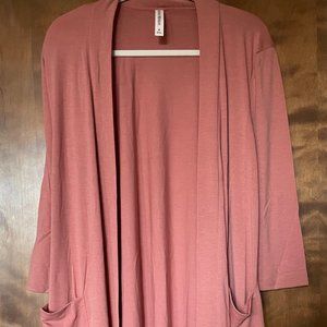 Open Long Cardigan, Ash Rose